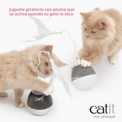 Dispensador se snacks y juguete con pluma para gatos Catit PIXI Spinne